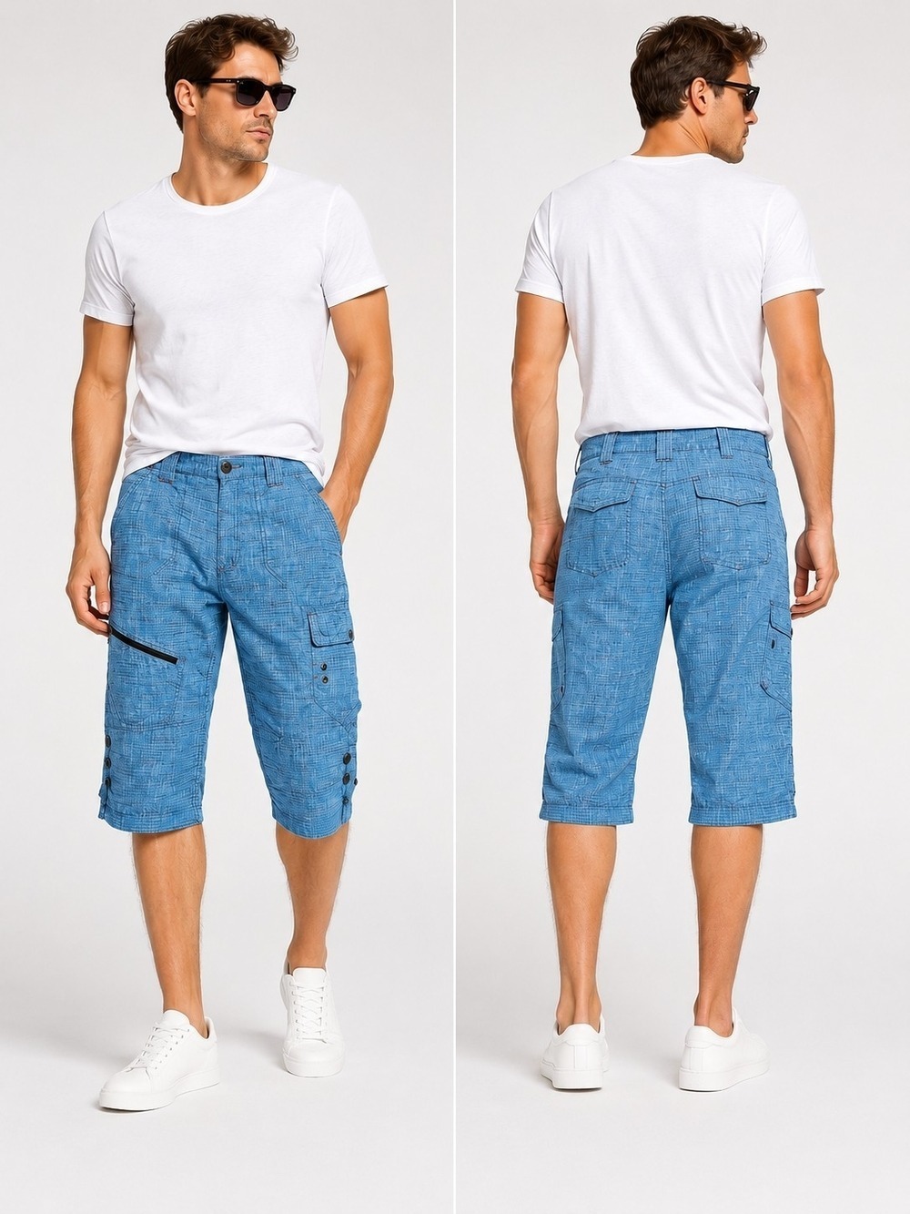 Urbanology Blue Cargo Shorts Men's Sz. 32 Utility Bermuda Shorts Y2K Skate Cool
